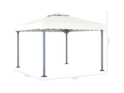 vidaXL Pavillon mit LED-Lichterkette 300x300 cm CremeWeiß Aluminium