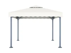 vidaXL Pavillon mit LED-Lichterkette 300x300 cm CremeWeiß Aluminium