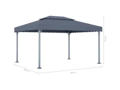 vidaXL Pavillon mit LED-Lichterkette 400x300 cm Anthrazit Aluminium