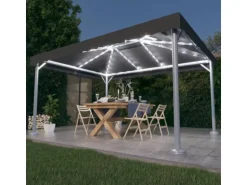 vidaXL Pavillon mit LED-Lichterkette 400x300 cm Anthrazit Aluminium