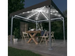 vidaXL Pavillon mit LED-Lichterkette 300x300 cm Anthrazit Aluminium