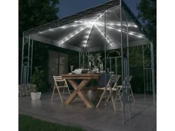 vidaXL Pavillon mit LED-Lichterkette 300x300 cm Anthrazit