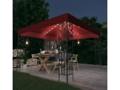 vidaXL Pavillon mit LED-Lichterkette 3x3 m Weißrot