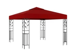 vidaXL Pavillon mit LED-Lichterkette 3x3 m Weißrot