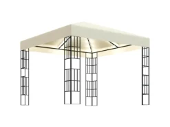 vidaXL Pavillon mit LED-Lichterkette 3x3 m CremeWeiß