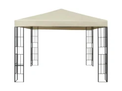 vidaXL Pavillon mit LED-Lichterkette 3x3 m CremeWeiß