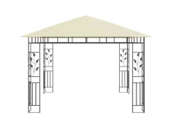 vidaXL Pavillon mit Moskitonetz & LED-Lichterkette 3x3x2,73m CremeWeiß