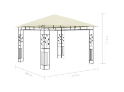 vidaXL Pavillon mit Moskitonetz & LED-Lichterkette 3x3x2,73m CremeWeiß