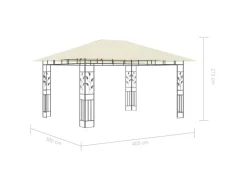 vidaXL Pavillon mit Moskitonetz & LED-Lichterkette 4x3x2,73m CremeWeiß