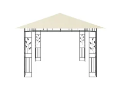 vidaXL Pavillon mit Moskitonetz & LED-Lichterkette 4x3x2,73m CremeWeiß