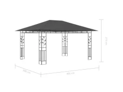 vidaXL Pavillon mit Moskitonetz & LED-Lichterkette 4x3x2,73m Anthrazit