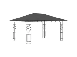 vidaXL Pavillon mit Moskitonetz & LED-Lichterkette 4x3x2,73m Anthrazit