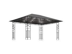 vidaXL Pavillon mit Moskitonetz & LED-Lichterkette 4x3x2,73m Anthrazit