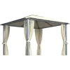 vidaXL Pavillon mit Vorhängen & LED-Lichterkette 300x300 cm Creme Alu