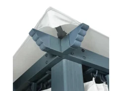 vidaXL Pavillon mit Vorhängen & LED-Lichterkette 300x300 cm Creme Alu