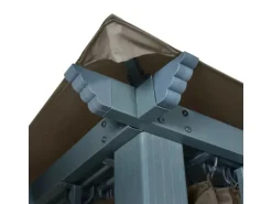 vidaXL Pavillon mit Vorhängen & LED-Lichterkette 300x300 cm Taupe Alu