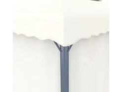 vidaXL Pavillon mit Vorhängen & LED-Lichterkette 3x3 m CremeWeiß