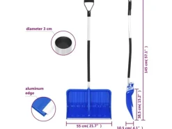 vidaXL Schneeschaufel Blau 145 cm Aluminium