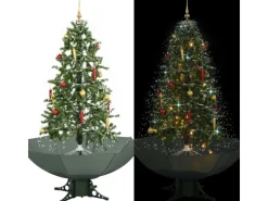 vidaXL Schneiender Weihnachtsbaum mit Schirmfuß Grün 170 cm
