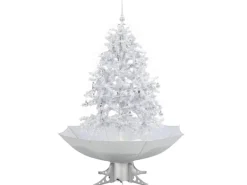 vidaXL Schneiender Weihnachtsbaum mit Schirmfuß Weiß 140 cm