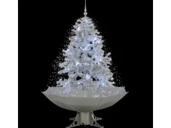 vidaXL Schneiender Weihnachtsbaum mit Schirmfuß Weiß 140 cm