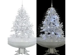 vidaXL Schneiender Weihnachtsbaum mit Schirmfuß Weiß 140 cm