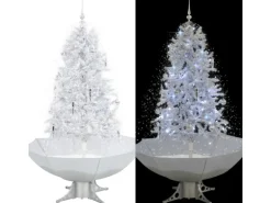 vidaXL Schneiender Weihnachtsbaum mit Schirmfuß Weiß 170 cm