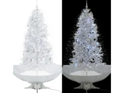 vidaXL Schneiender Weihnachtsbaum mit Schirmfuß Weiß 190 cm