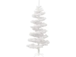vidaXL Spiral-Weihnachtsbaum mit Ständer und LEDs Weiß 150 cm PVC
