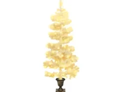 vidaXL Spiral-Weihnachtsbaum mit Topf und LEDs Weiß 120 cm PVC