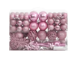 vidaXL 111-tlg. Weihnachtskugel-Set Rosa Polystyrol