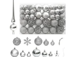vidaXL 111-tlg. Weihnachtskugel-Set Silbern Polystyrol
