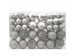 vidaXL 111-tlg. Weihnachtskugel-Set Silbern Polystyrol