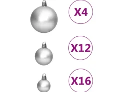vidaXL 111-tlg. Weihnachtskugel-Set Silbern Polystyrol