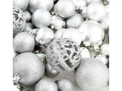 vidaXL 100-tlg. Weihnachtskugel-Set 3/4/6 cm Silbern