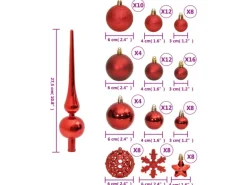 vidaXL 111-tlg. Weihnachtskugel-Set Rot Polystyrol