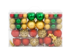 vidaXL 112-tlg. Weihnachtskugel-Set Rot Grün Golden Polystyrol