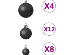 vidaXL 100-tlg. Weihnachtskugel-Set Schwarz