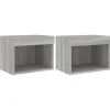 vidaXL Wand-Nachttische mit LED-Leuchten 2 Stk Grau Sonoma Modell 2