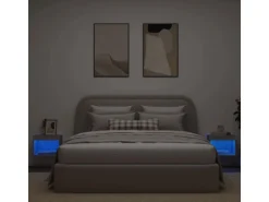 vidaXL Wand-Nachttische mit LED-Leuchten 2 Stk Grau Sonoma Modell 2
