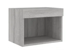 vidaXL Wand-Nachttische mit LED-Leuchten 2 Stk Grau Sonoma Modell 2