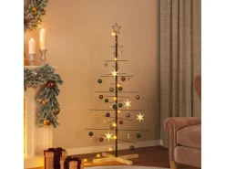 vidaXL Weihnachtsbaum Metall mit Holzständer Schwarz 150 cm