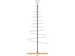 vidaXL Weihnachtsbaum Metall mit Holzständer Schwarz 150 cm