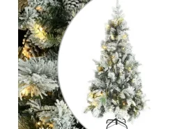 vidaXL Weihnachtsbaum mit LEDs   Zapfen Beschneit 225 cm PVC   PE Modell 1