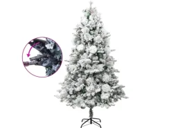 vidaXL Weihnachtsbaum mit LEDs   Zapfen Beschneit 225 cm PVC   PE Modell 1