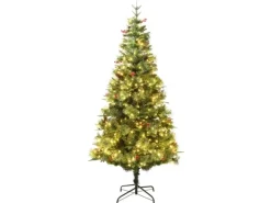 vidaXL Weihnachtsbaum mit LEDs & Kiefernzapfen Grün 225 cm PVC & PE Modell 1