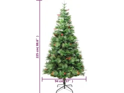 vidaXL Weihnachtsbaum mit LEDs & Kiefernzapfen Grün 225 cm PVC & PE Modell 1