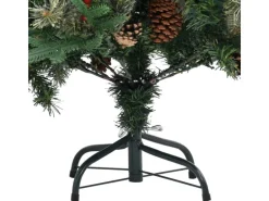 vidaXL Weihnachtsbaum mit Zapfen Grün 225 cm PVC   PE