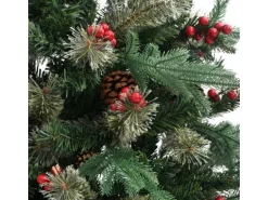 vidaXL Weihnachtsbaum mit Zapfen Grün 225 cm PVC   PE