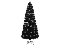 vidaXL Weihnachtsbaum mit LED-Schneeflocken Schwarz 240 cm Fiberoptik